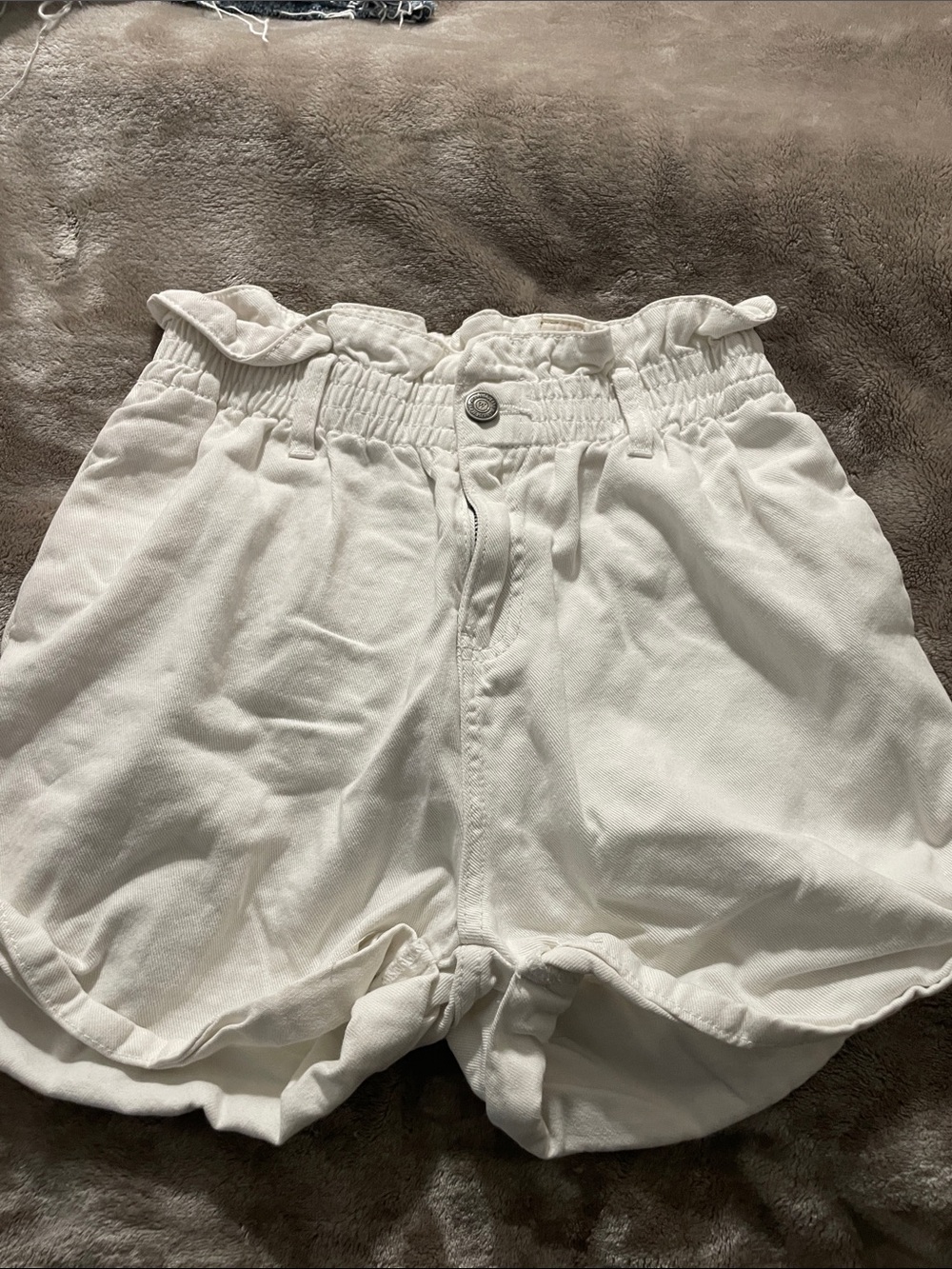 Wishlist White Paperbag Waist Ruffle Hem Shorts